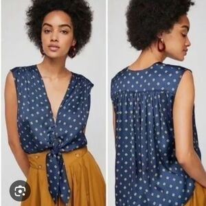 Free People Mornings In Marrakesh Polka Dot Blue.